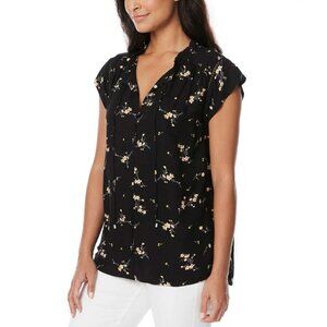 Buffalo Jeans Floral Print Flutter Sleeve Lightweight Woven Top-Small